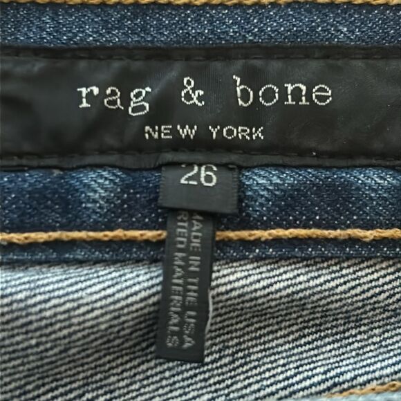 rag & bone Distressed Straight Leg Jeans - Dark Blue 26 - Picture 4 of 9